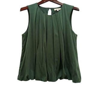 Madewell 100% Cotton Green Pleated Sleeveless Blouse | Size Small | NWT